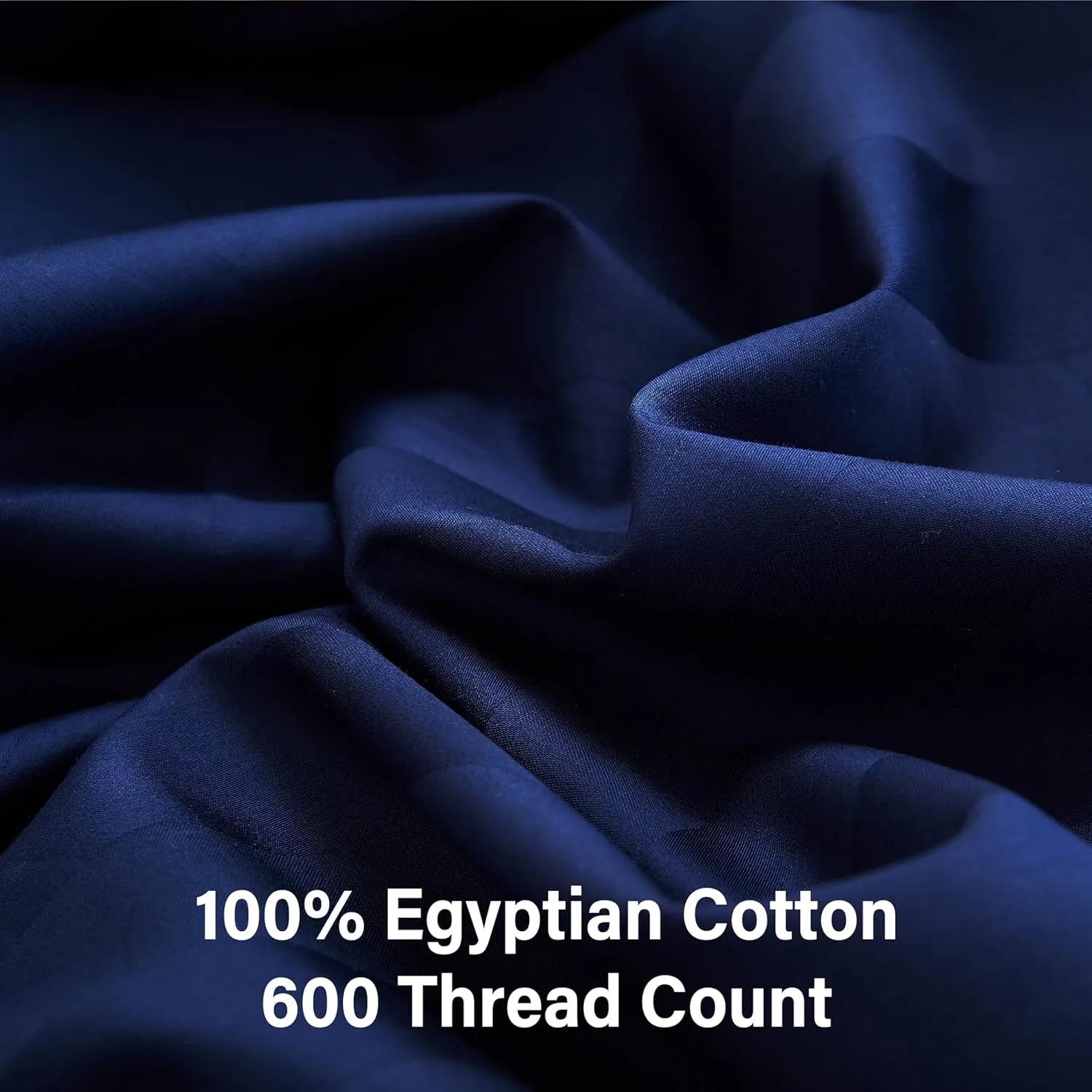 100% Egyptian Cotton Fitted Sheet Twin Size Only, 600 Thread Count, 8"-16" Deep Pocket Sateen Weave Bottom Sheet, Soft Breathable Comfy & Hotel Quality (Twin, Striped Navy Blue)