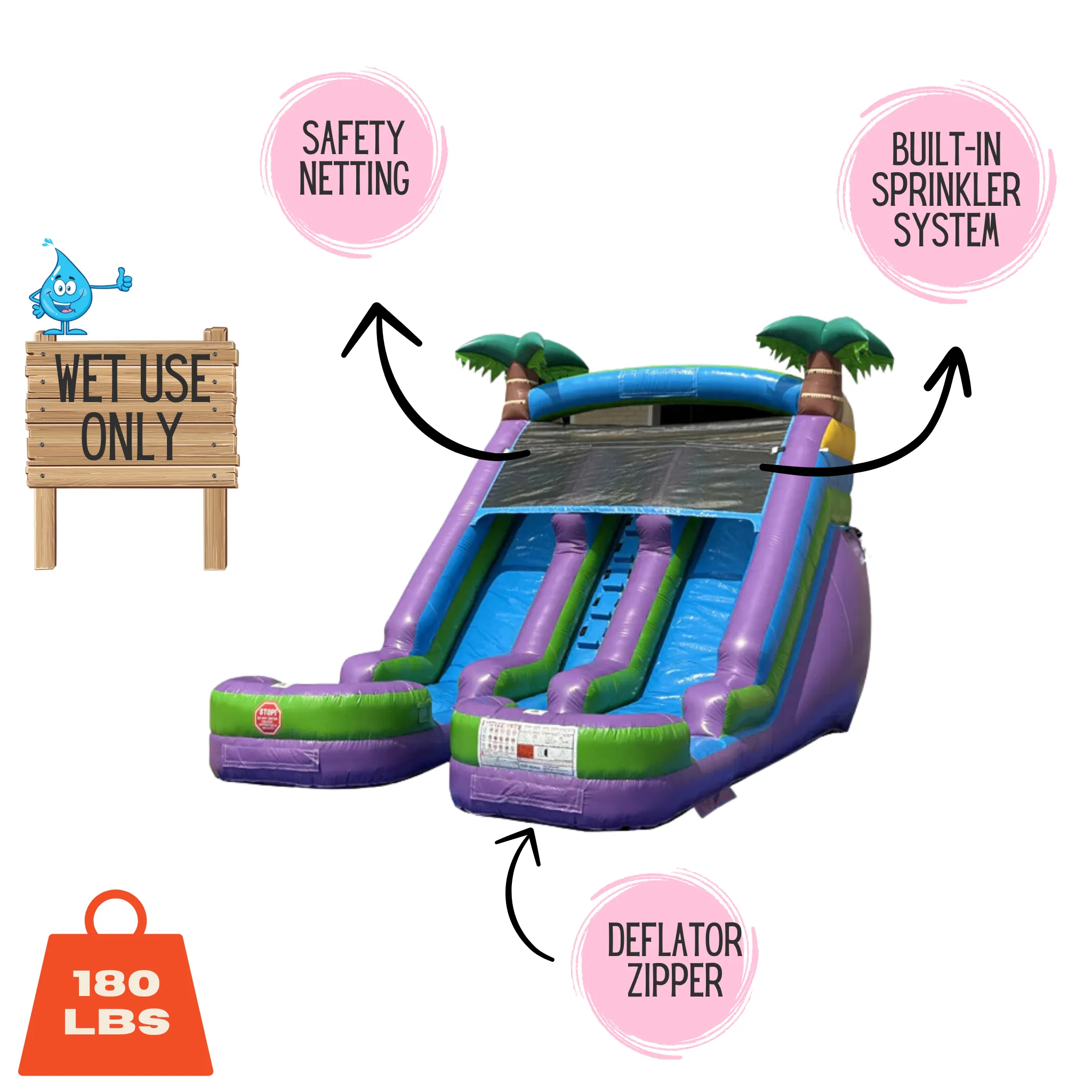 13' Lightweight Dual Lane Purple Slide