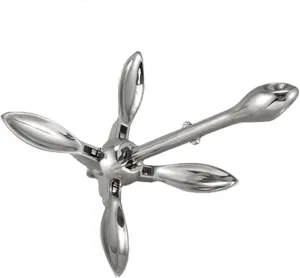 1.5 KGS Folding Anchor, Stainless Steel Umbrella Anchor 4-Tine Folding Grapnel Folding Rugged and Durable for Marine for Boat Yacht Pontoon Ship Hardware Accessories, As See