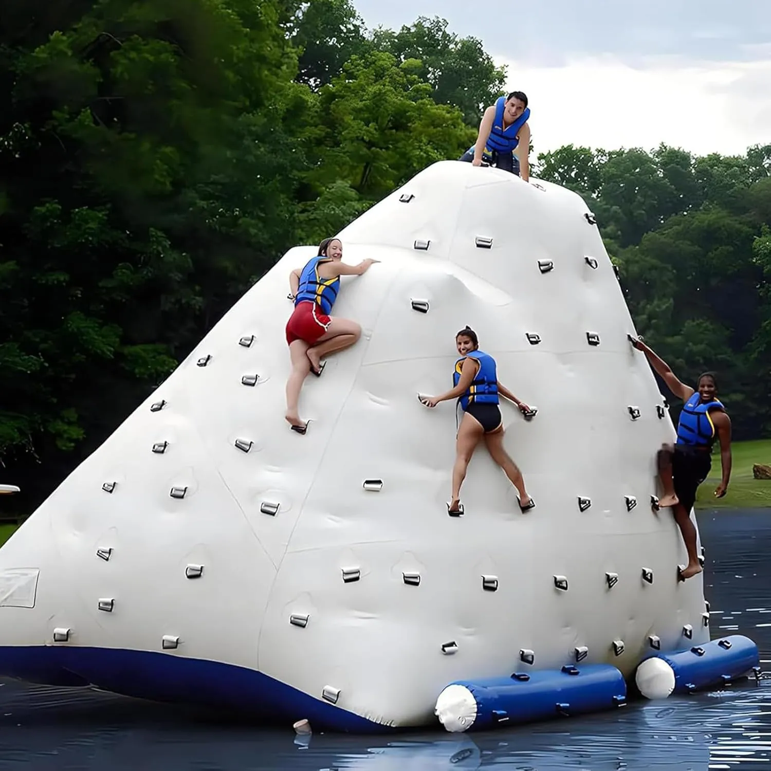 16.4ft/5m*10ft/3m*10ft/3m,Large Water Toys Inflatable Climbing Iceberg Water Toys, Inflatable Iceberg Water Climbing Slide Inflatable Iceberg, PVC Waterproof Cloth with Electric Air Pump