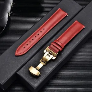 18mm 20mm 22mm 24mm Watch Band Genuine Cow Leather Watch Strap with Buckle Bracelet Green Red White Watchband(White-Dinosaur Doodle4,20mm)