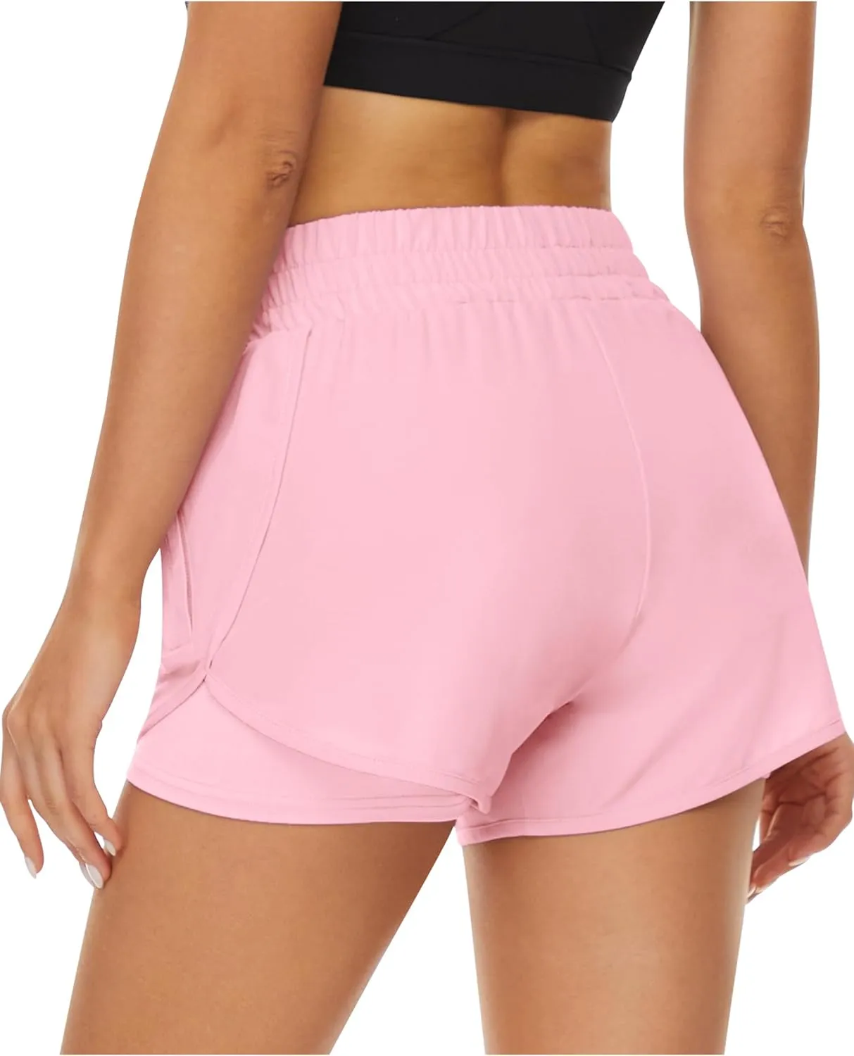 2 Pack Athletic Shorts for Women, Quick Dry Running Shorts with Pockets High Waisted Workout Gym Sports Shorts