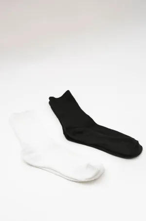 2 pack ribbed socks / black & white
