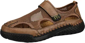 2023 Men's New Summer Breathable Versatile Trend Outdoor Handmade Large Beach Shoes Hollow Mesh Mens Slide Sandal Men's Fashi