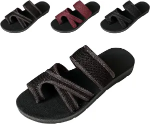 2024 New Women's Hollow Mesh Slide Sandals, Toe Loop Sandals for Women, Mesh Flats for Women, Mesh Sandals