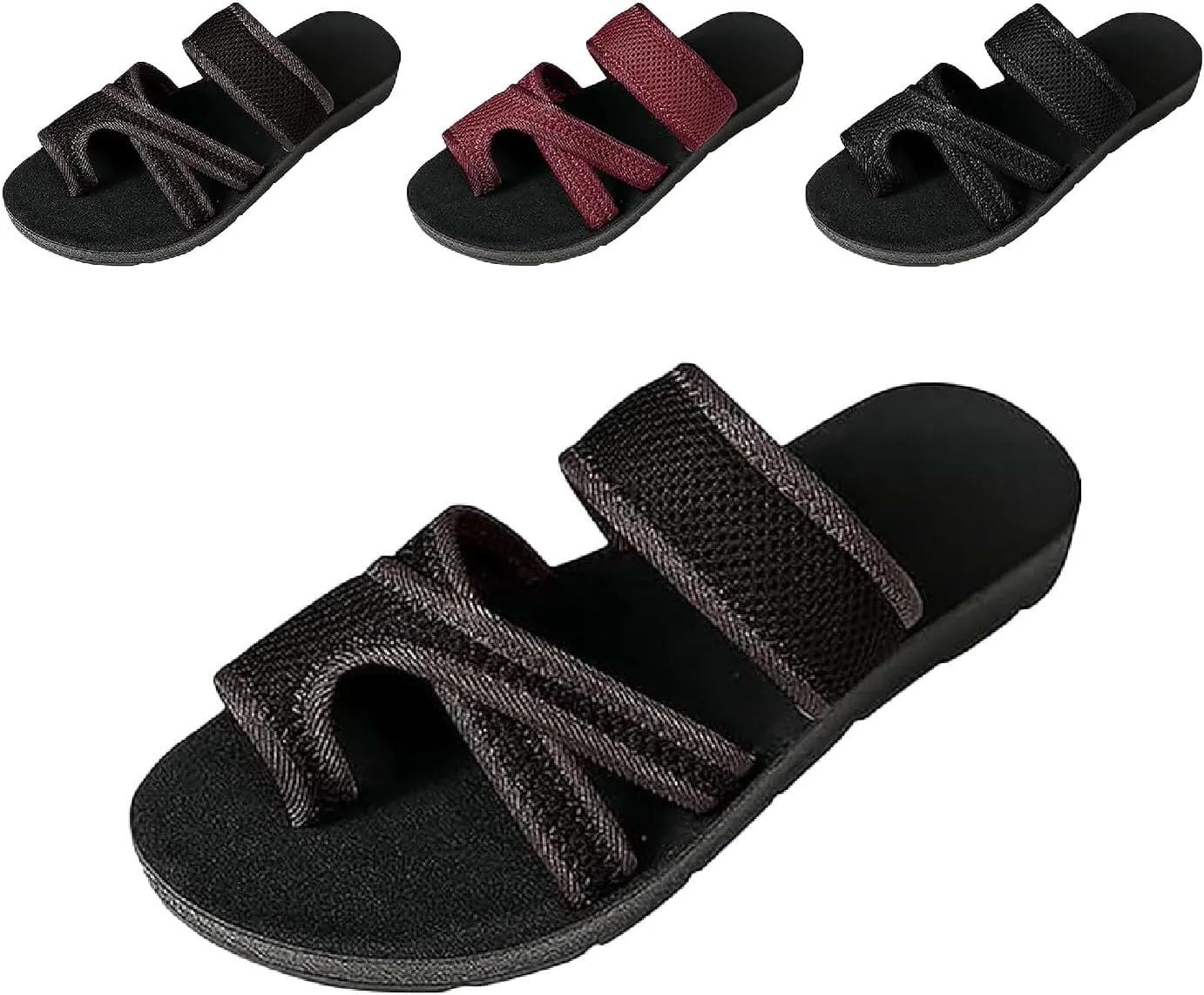 2024 New Women's Hollow Mesh Slide Sandals, Toe Loop Sandals for Women, Mesh Flats for Women, Mesh Sandals