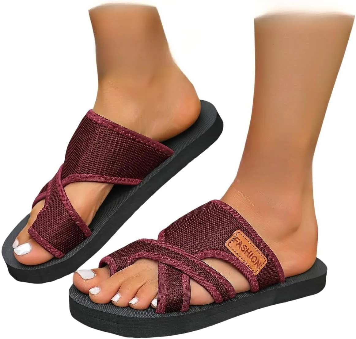 2025 Women's Hollow Mesh Slide Sandals,Comfortable Breathable Mesh Sandals for Women,Orthopedic Summer Flats Beach Slippers