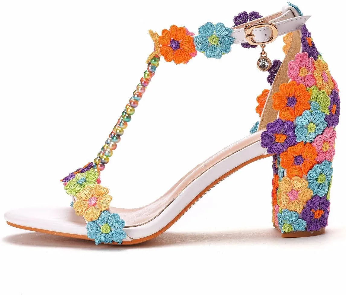 3 Inches Elegant High Heels Women Banquet Sandals Wedding Shoes White Lace Party Dress Pumps C07YLYM