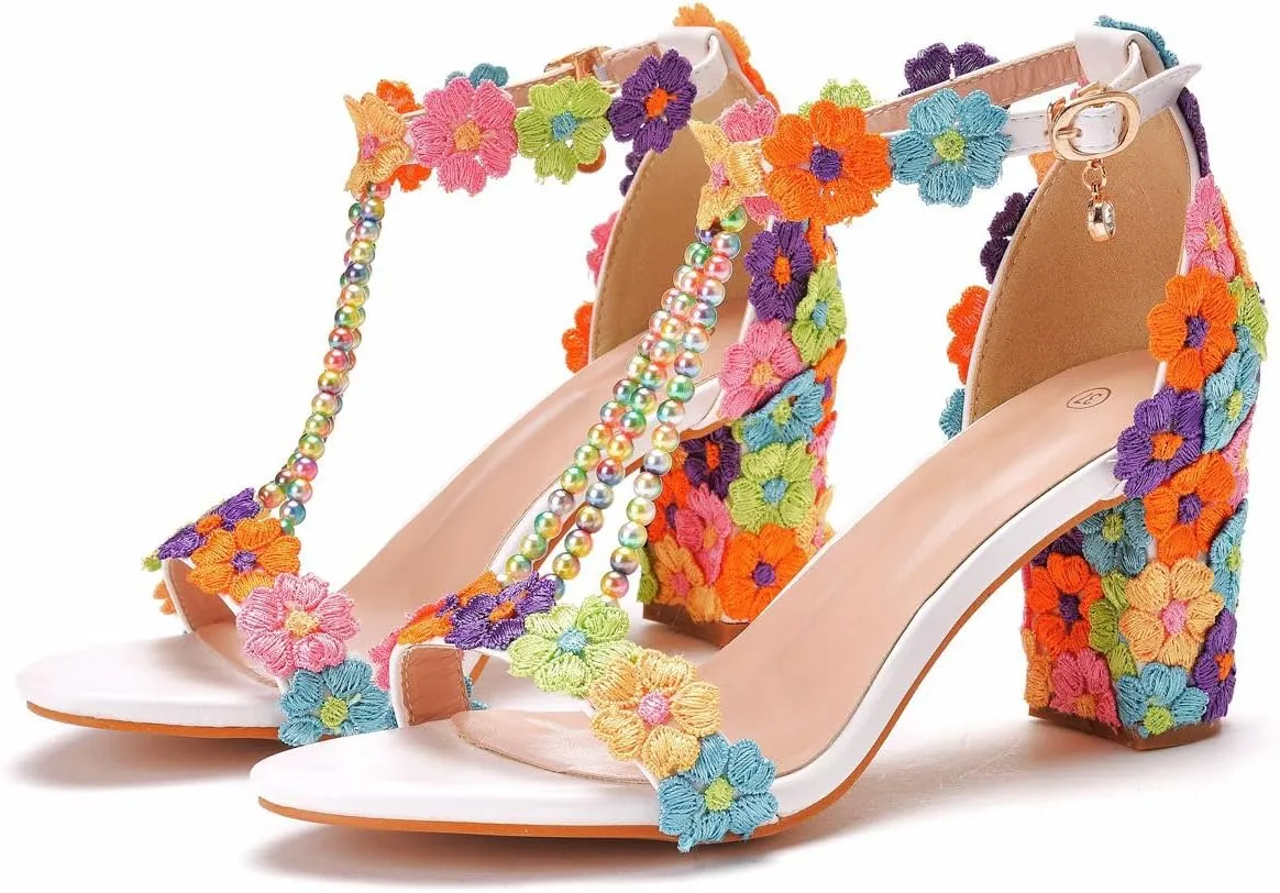 3 Inches Elegant High Heels Women Banquet Sandals Wedding Shoes White Lace Party Dress Pumps C07YLYM