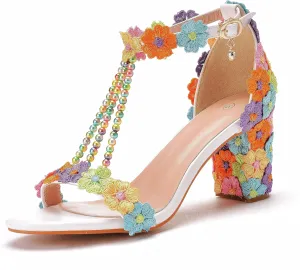 3 Inches Elegant High Heels Women Banquet Sandals Wedding Shoes White Lace Party Dress Pumps C07YLYM