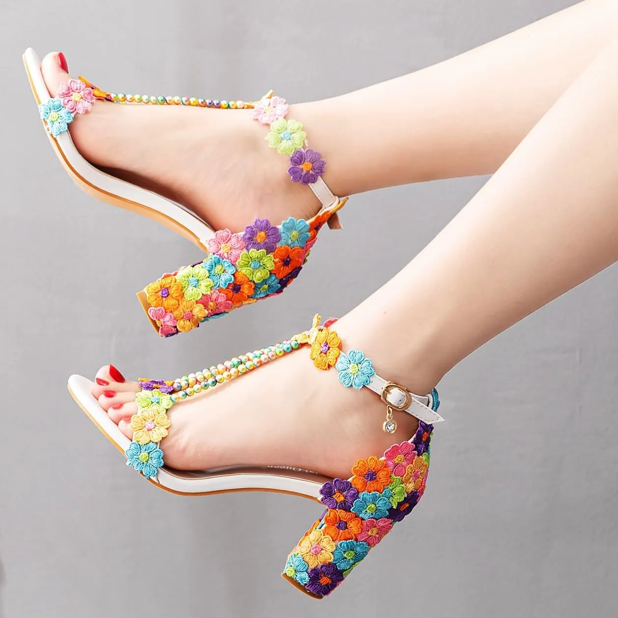 3 Inches Elegant High Heels Women Banquet Sandals Wedding Shoes White Lace Party Dress Pumps C07YLYM