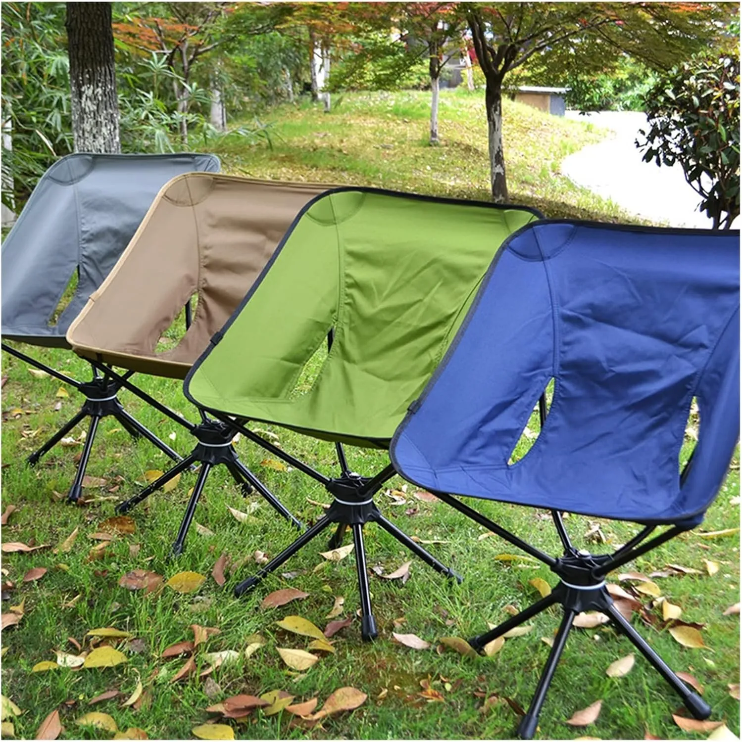 360 Rotating Outdoor Portable Folding Camping Chair Compact Swivel Seat for Fishing BBQ Hunting Hiking Beach Backpacking Tools