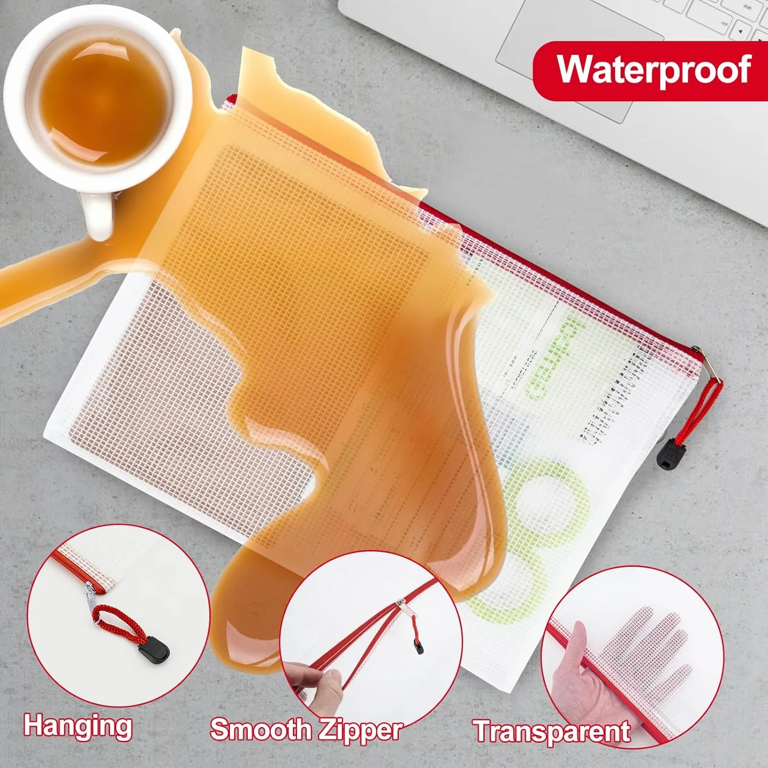 36pcs Mesh Zipper Pouch Bags, A4 Zipper Bags for Organizing Storage, 13" x 9.5" Waterproof Zipper Pouches, File Document Bags for School, Travel,Toys, Puzzle, Board Games and Office Supplies