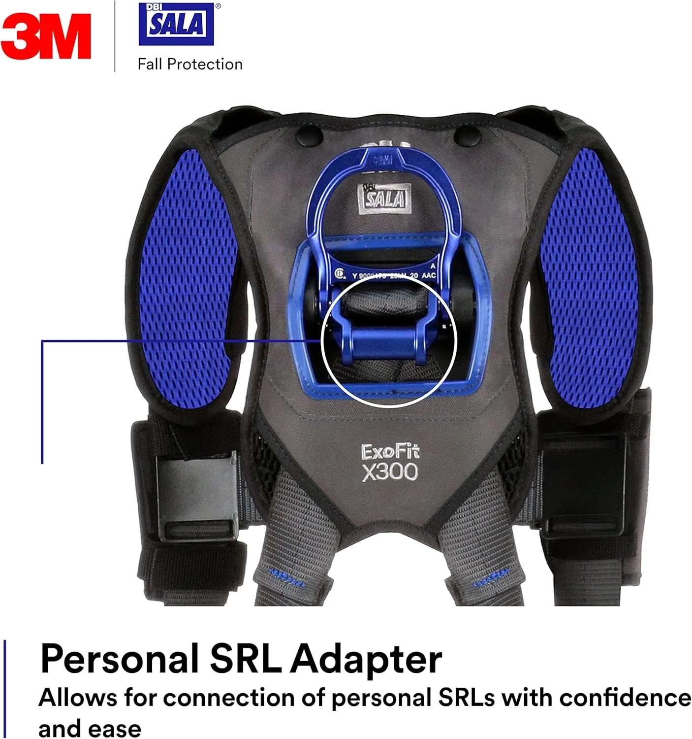 3M 1113001 DBI-SALA ExoFit X300 Comfort Vest Safety Harness Fall Protection, OSHA, ANSI, General Industry, Aluminum Back D-Ring, Auto-Locking Quick Connect Leg and Chest Straps, Small