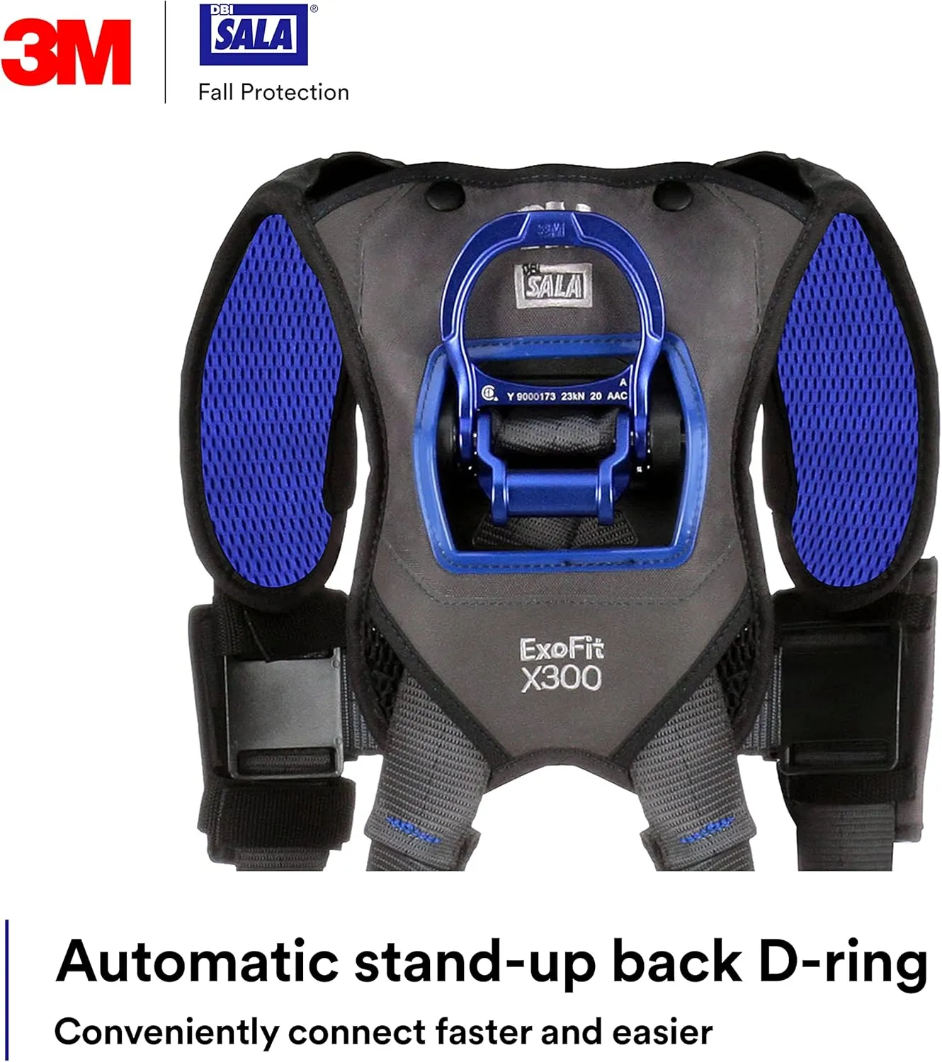3M 1113001 DBI-SALA ExoFit X300 Comfort Vest Safety Harness Fall Protection, OSHA, ANSI, General Industry, Aluminum Back D-Ring, Auto-Locking Quick Connect Leg and Chest Straps, Small