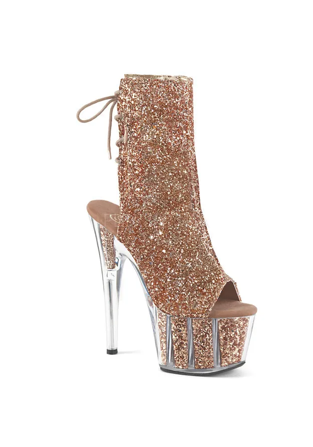 7" Hee, 2 3/4" PF Glitter Ankle Strap, Side Zip
