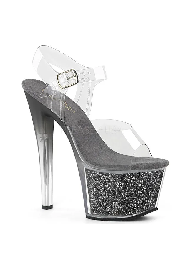 7" Heel, 2 3/4" PF Ankle Strap Sandal w/ Tinted Heel