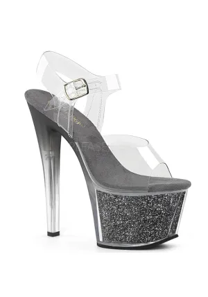 7" Heel, 2 3/4" PF Ankle Strap Sandal w/ Tinted Heel