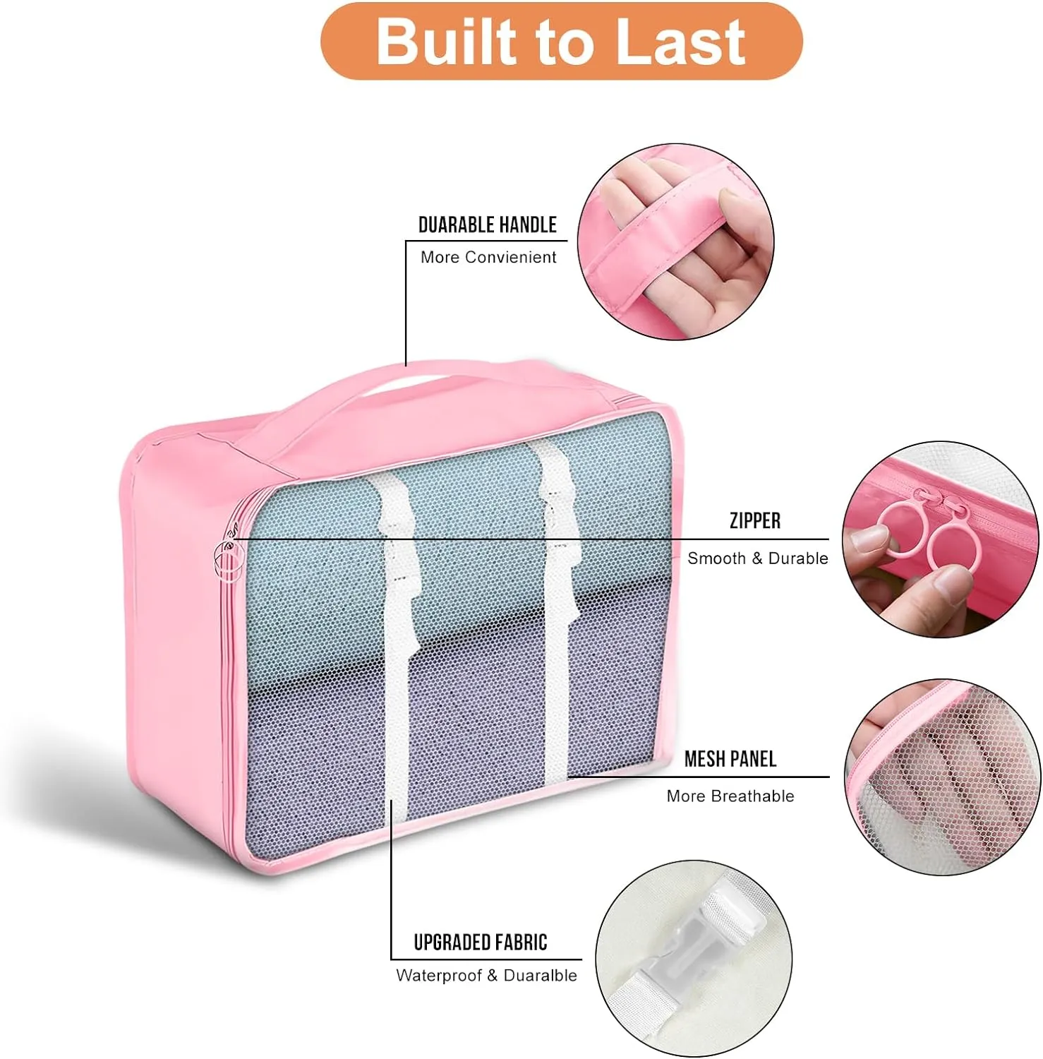 8 Set Packing Cubes for Suitcases, Compression Luggage Organizer for Travel Essentials, Large Mesh Packing Cubes