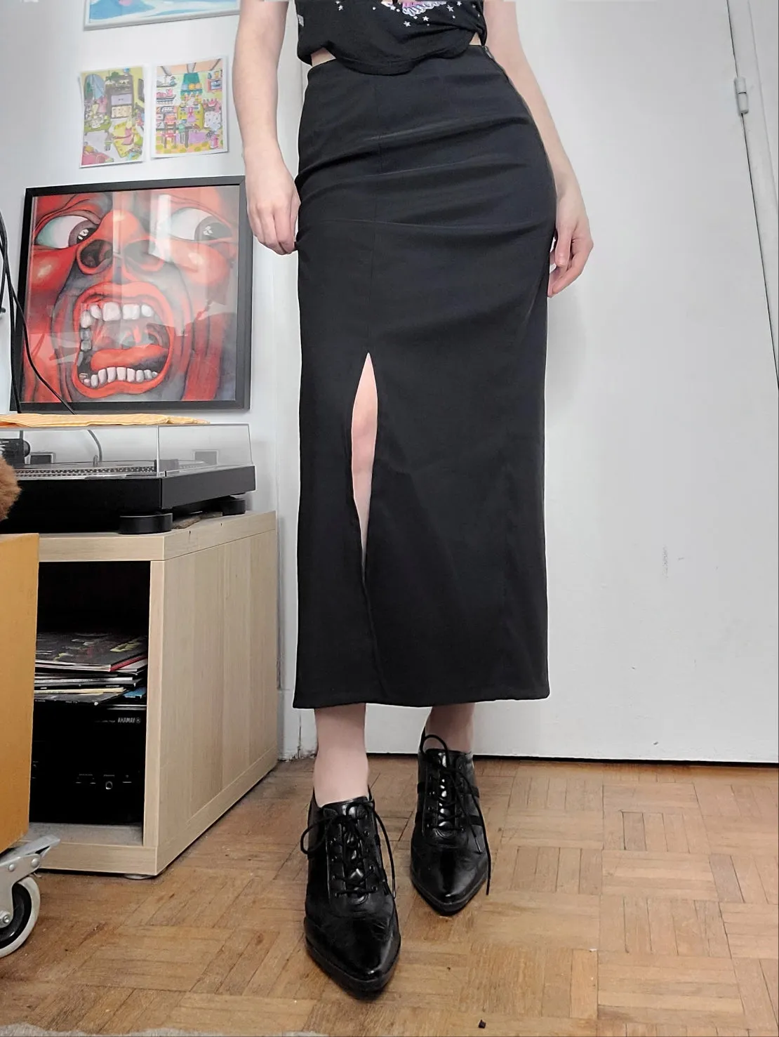 90s vintage black maxi skirt