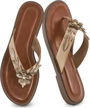 Ablanczoom Flip Flops for Womens Sandals: Summer Beach Flat Thong Sandals for Women Dressy Comfortable Vacation Floral Slides Shoes 2025