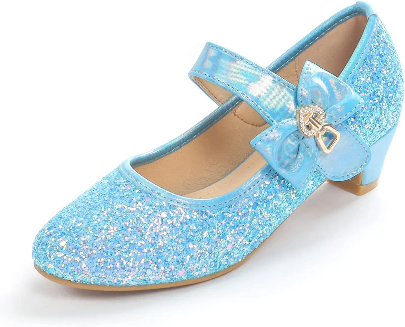 ADAMUMU Girls Low Heel Shoes PU Dress Shoes for Wedding(Little Big Kids)