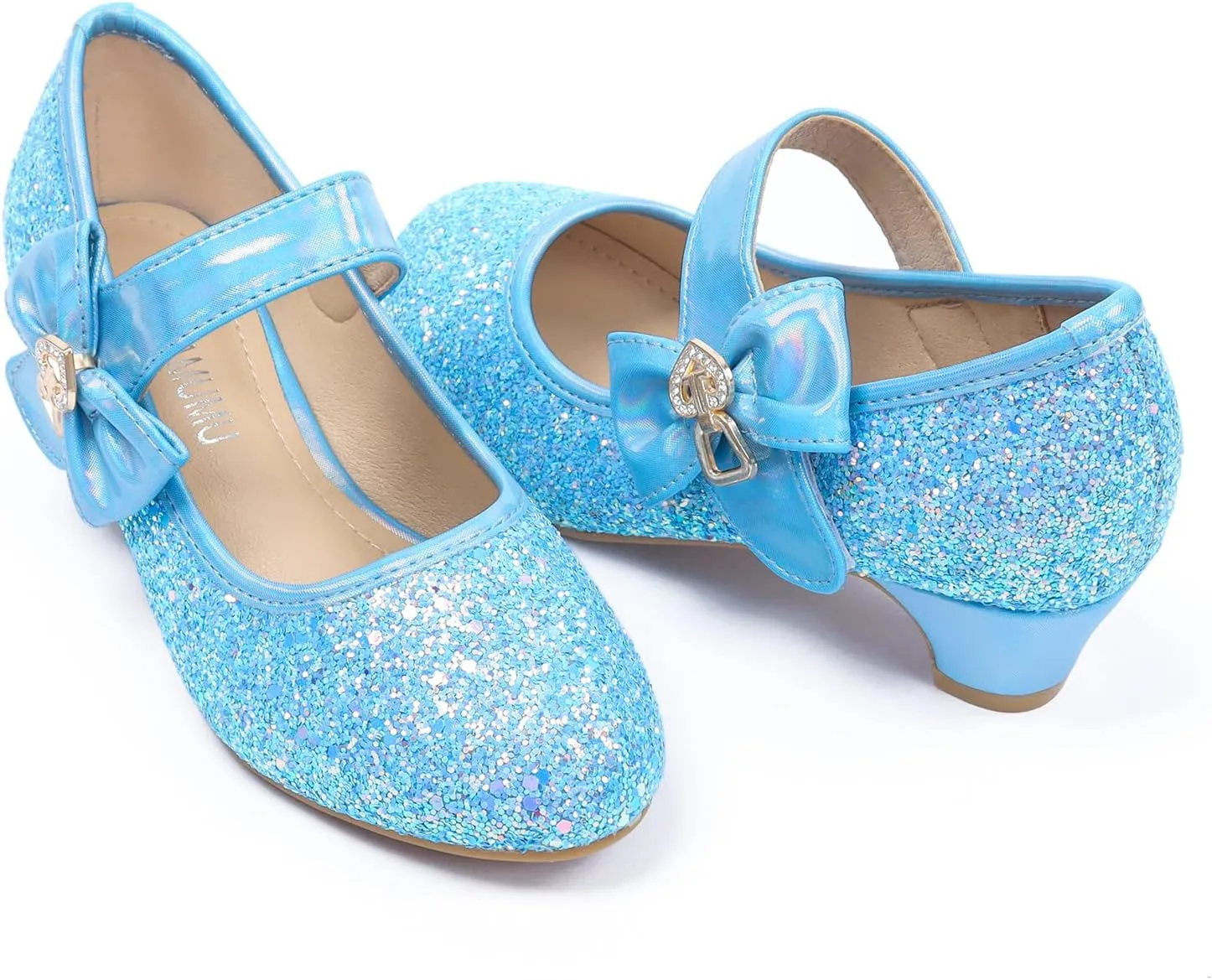 ADAMUMU Girls Low Heel Shoes PU Dress Shoes for Wedding(Little Big Kids)