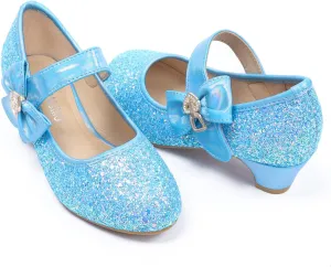 ADAMUMU Girls Low Heel Shoes PU Dress Shoes for Wedding(Little Big Kids)