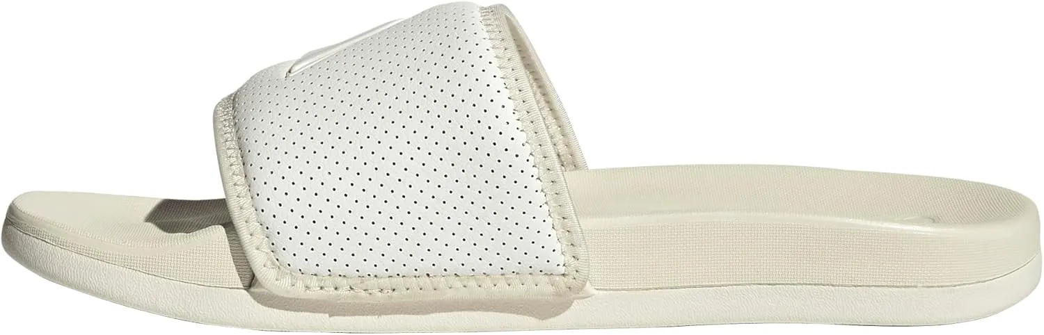 adidas Women's Adilette Comfort Slide Sandal, Off White/Zero Metallic/Wonder White, 10