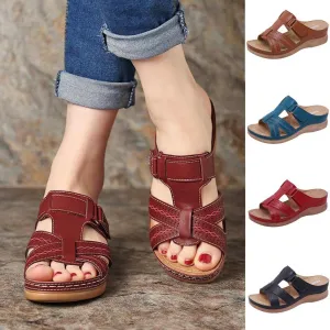 Adjustable Leather Slide Sandals for Women – Stylish, Comfortable, and Versatile