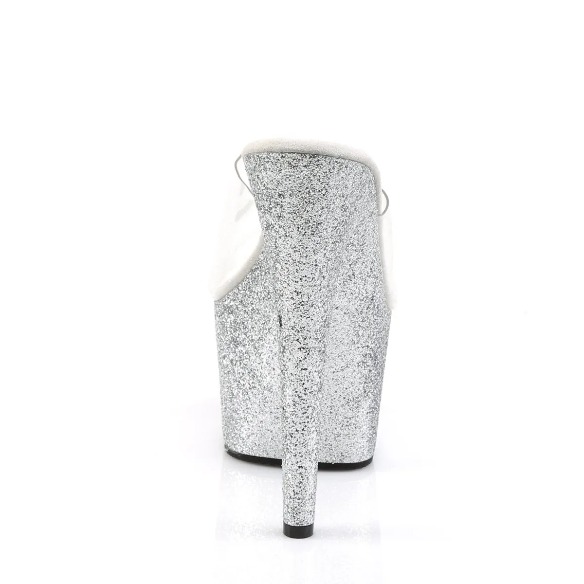ADORE-701SDG 7" Heel Silver Glitter Stripper Platform Sandal