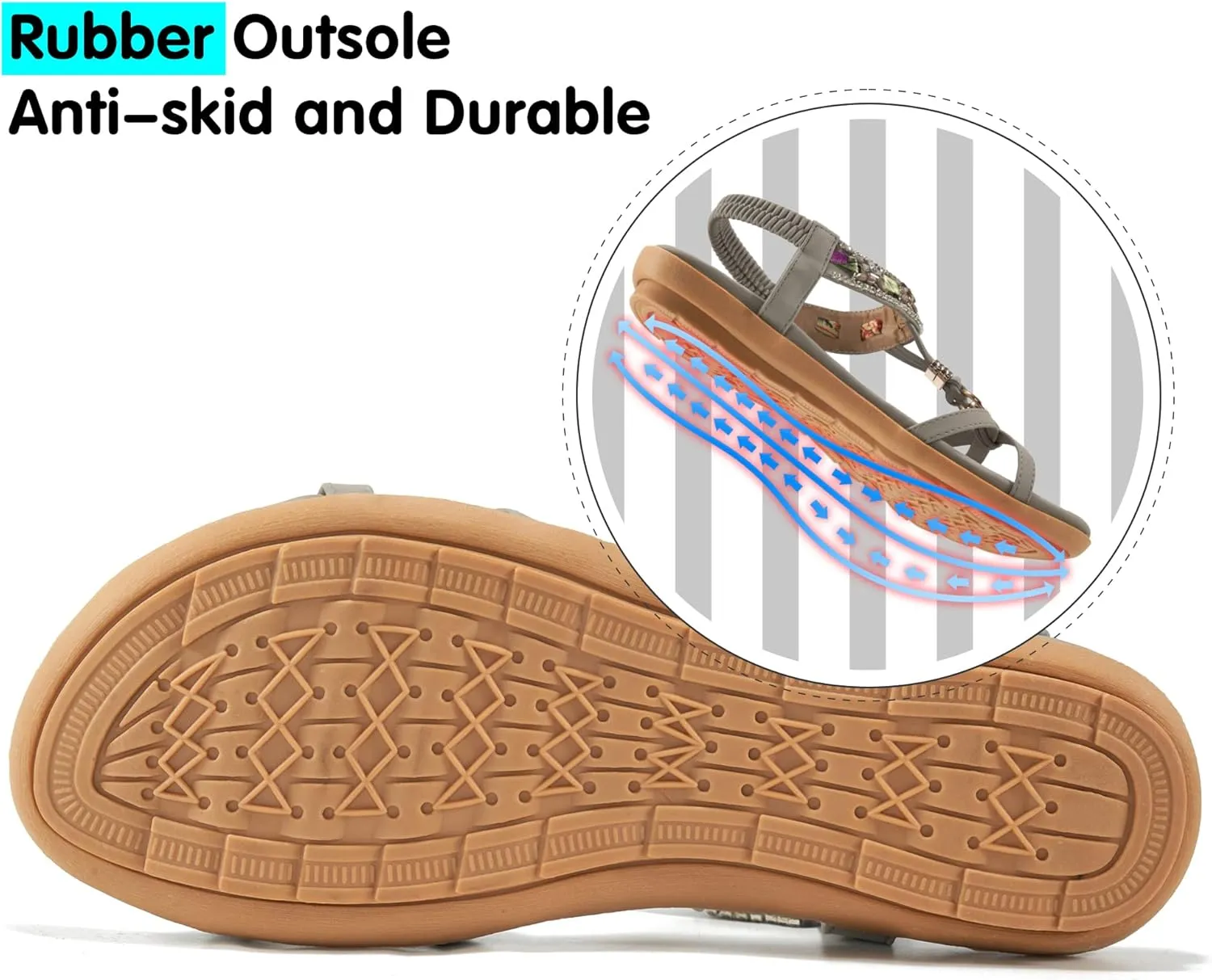 Alicegana Women's Sandals Dressy Flat: Summer Comfortable Shoes Bohemian Casual Beach Walking