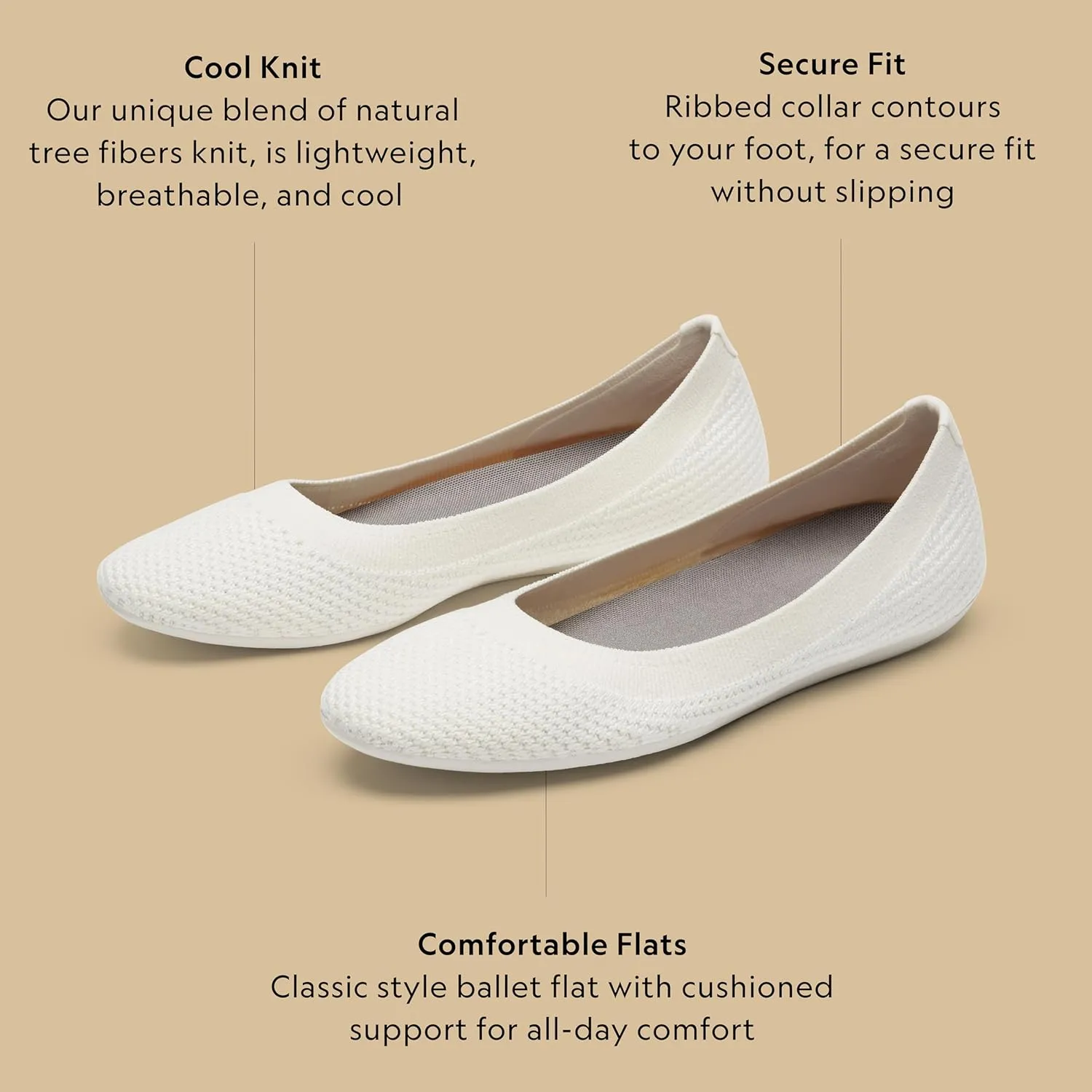 Allbirds Women’s Tree Breezers, Knit Ballet Flats, Slip-On Everyday Round Toe Shoes, Machine Washable Made with Natural Materials