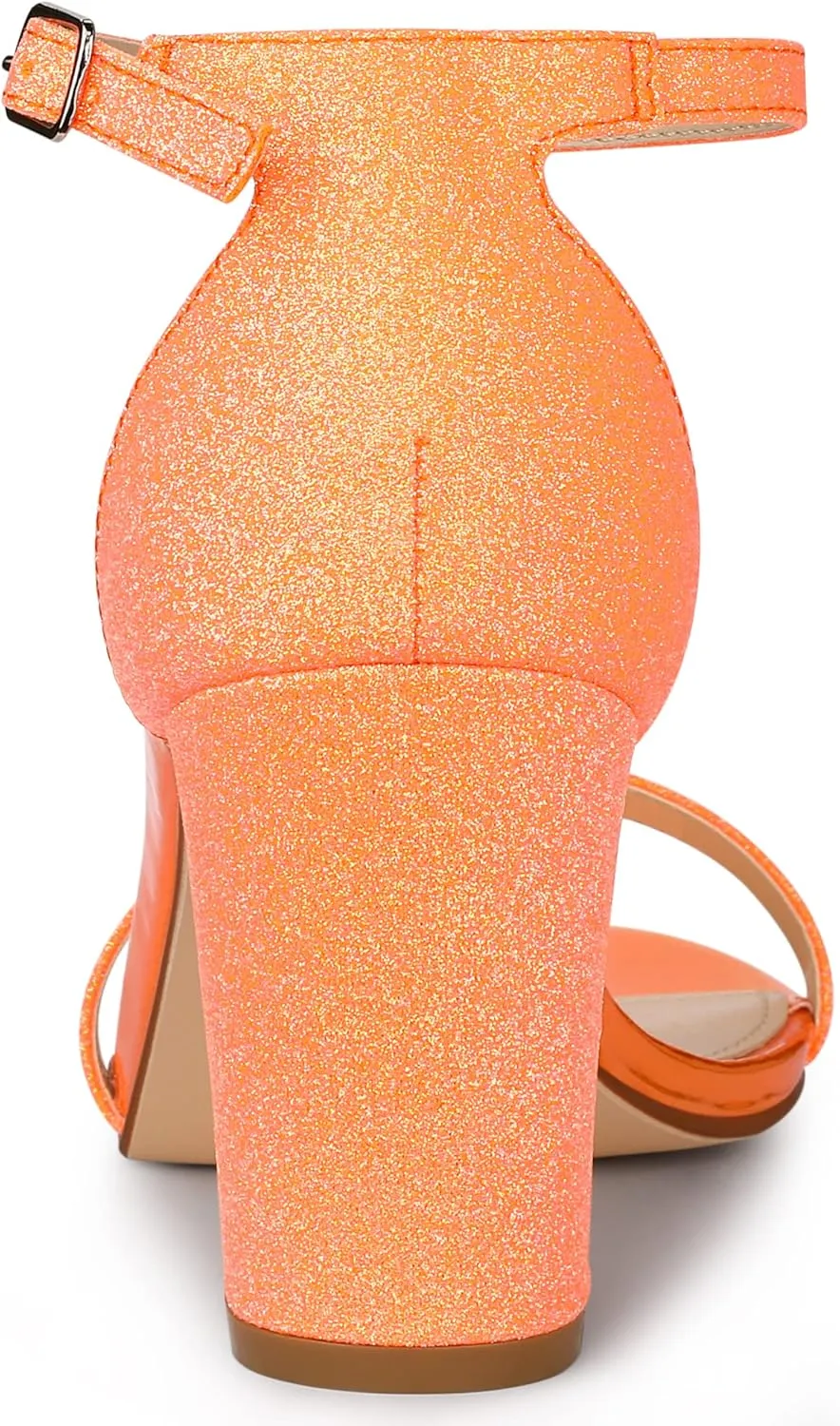 Allegra K Women's Glitter Ankle Strap Chunky Heels Sandals