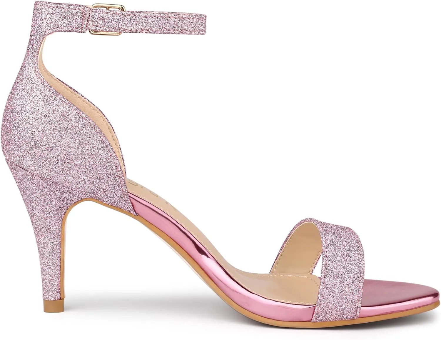 Allegra K Women's Glitter Ankle Strap Stiletto Heel Sandals