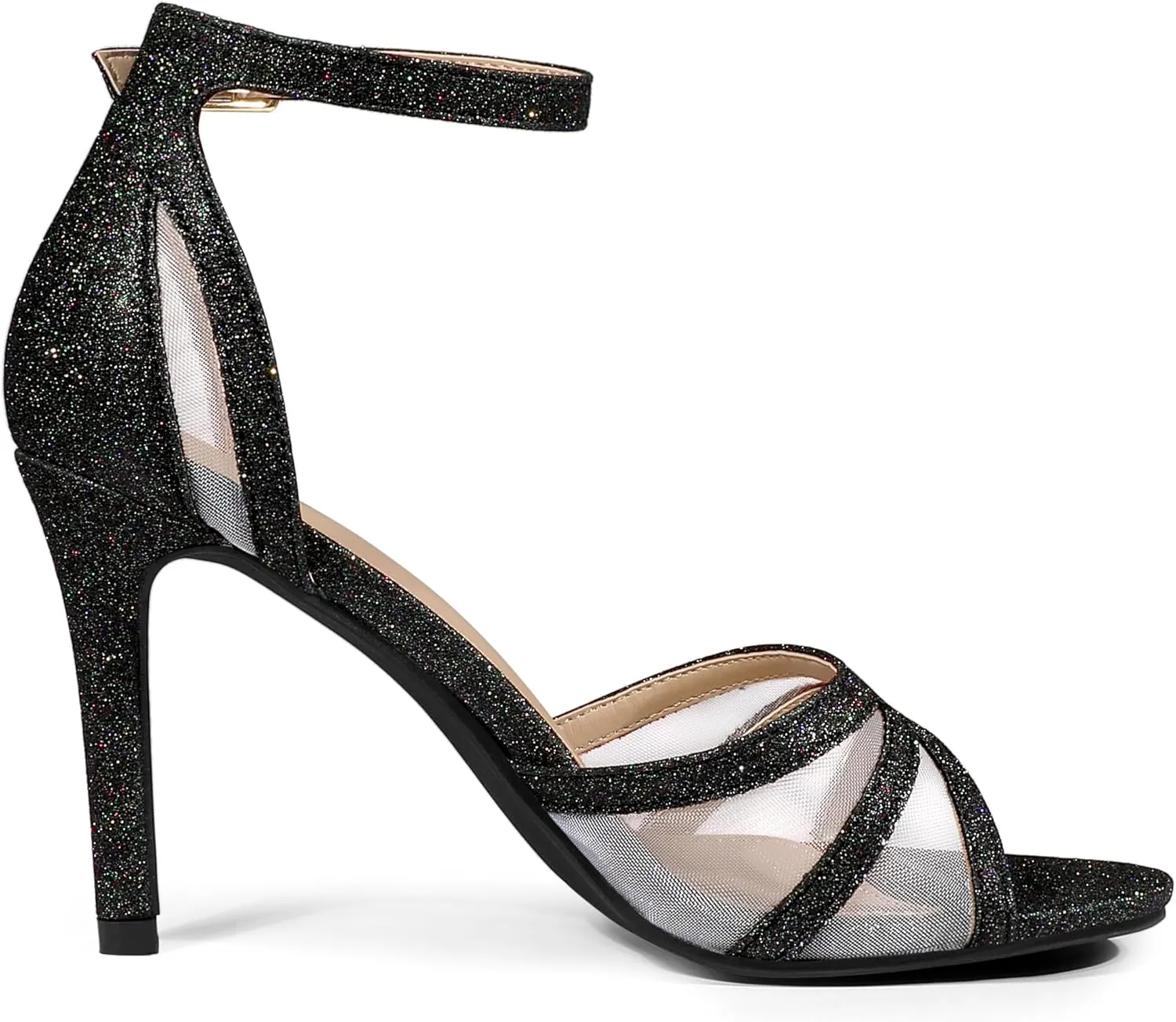 Allegra K Women's Glitter Ankle Strap Stiletto Heels Sandals