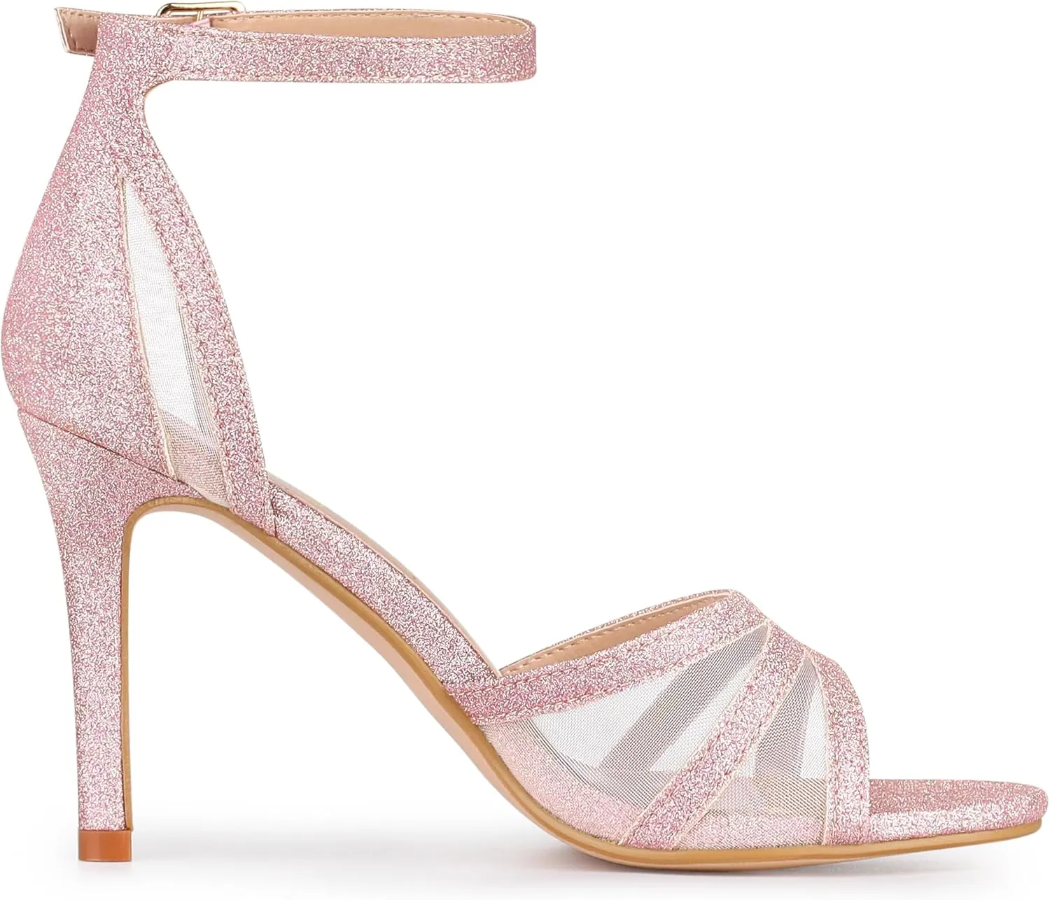 Allegra K Women's Glitter Ankle Strap Stiletto Heels Sandals