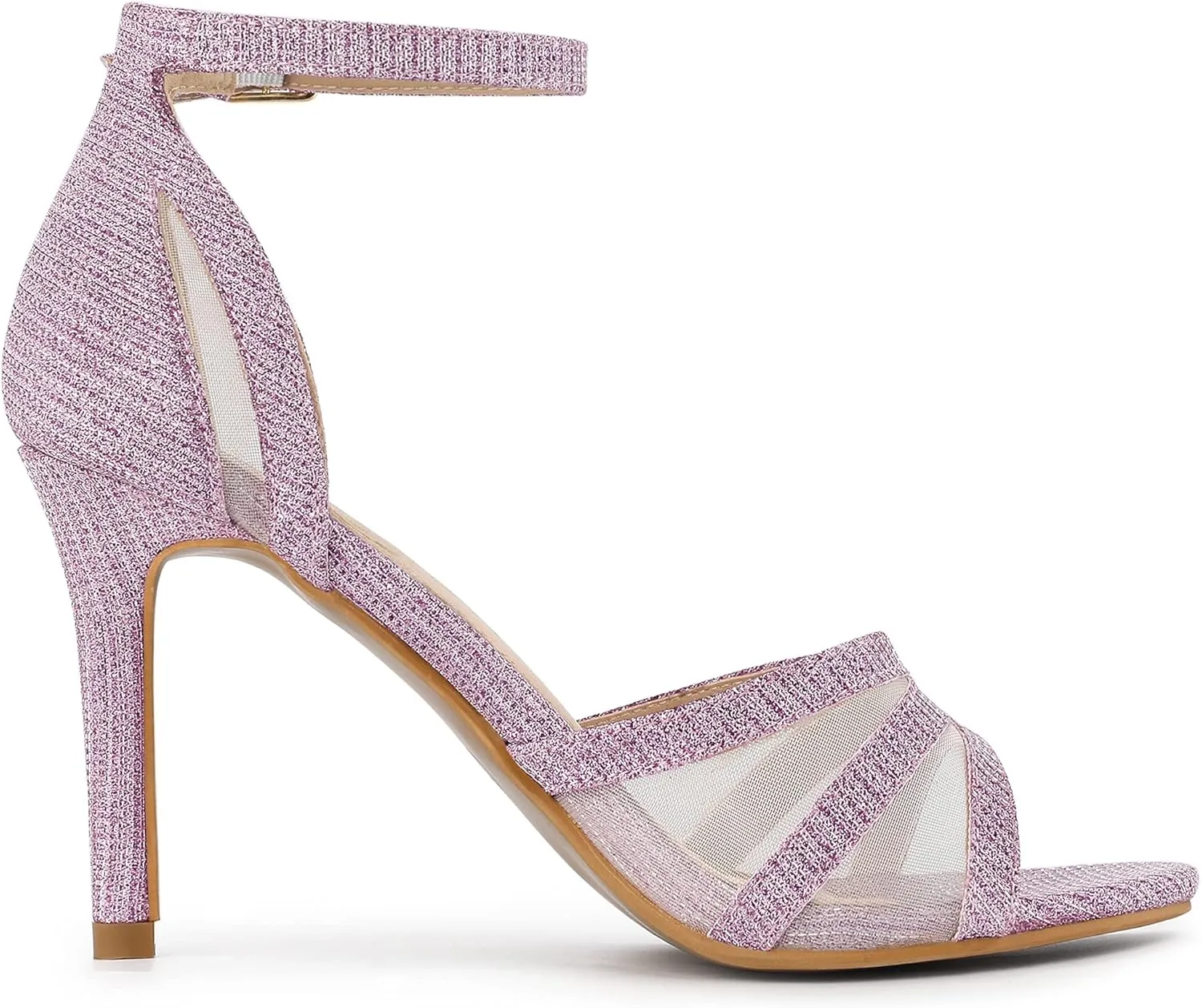 Allegra K Women's Glitter Ankle Strap Stiletto Heels Sandals