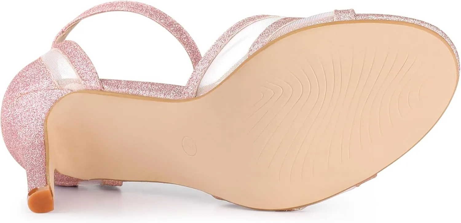 Allegra K Women's Glitter Ankle Strap Stiletto Heels Sandals
