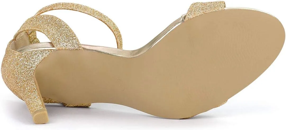 Allegra K Women's Glitter Ankle Strap Stiletto High Heel Sandals