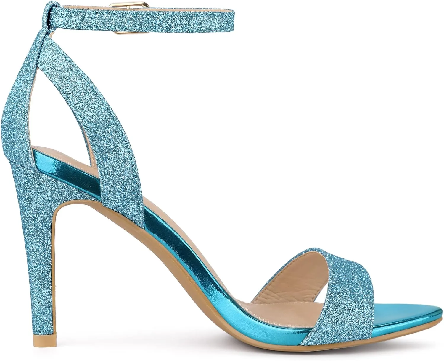 Allegra K Women's Glitter Ankle Strap Stiletto High Heel Sandals