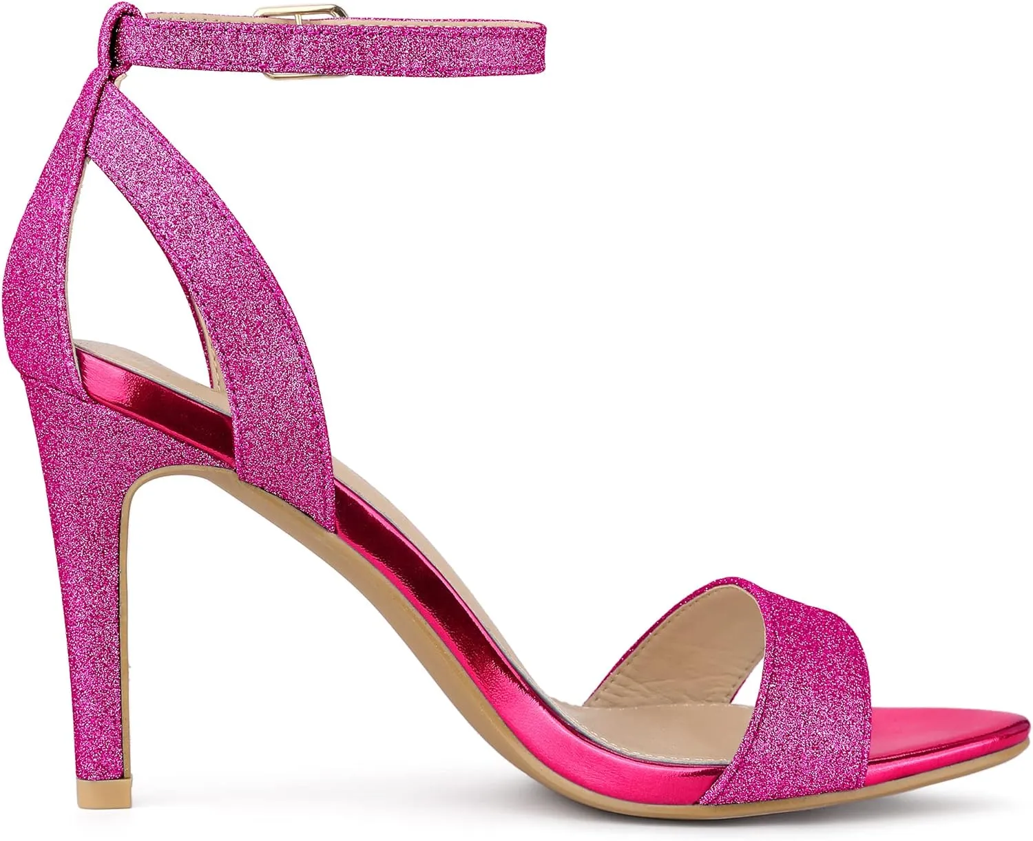 Allegra K Women's Glitter Ankle Strap Stiletto High Heel Sandals