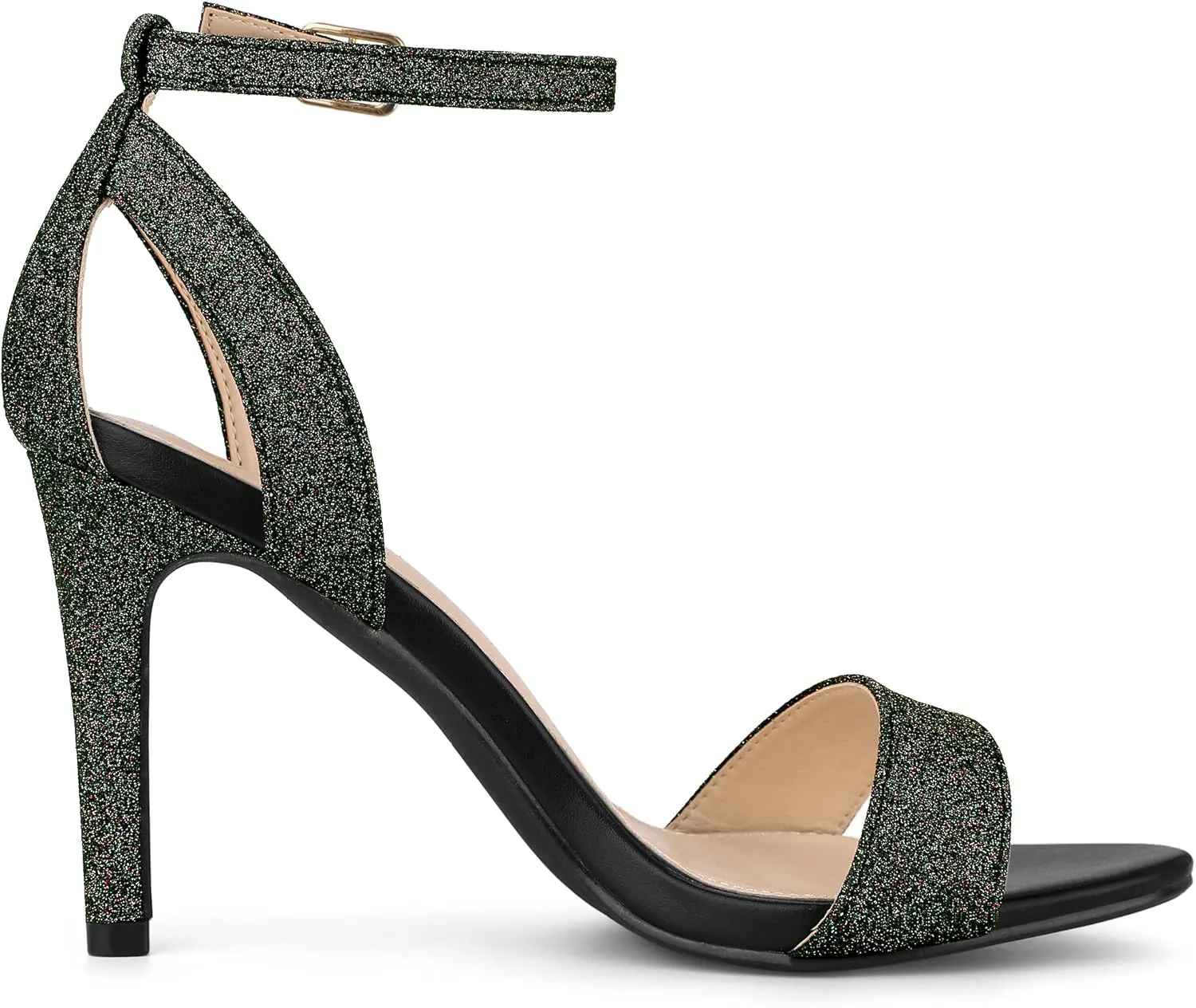 Allegra K Women's Glitter Ankle Strap Stiletto High Heel Sandals