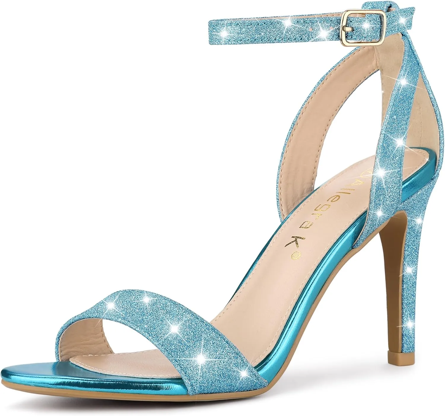 Allegra K Women's Glitter Ankle Strap Stiletto High Heel Sandals