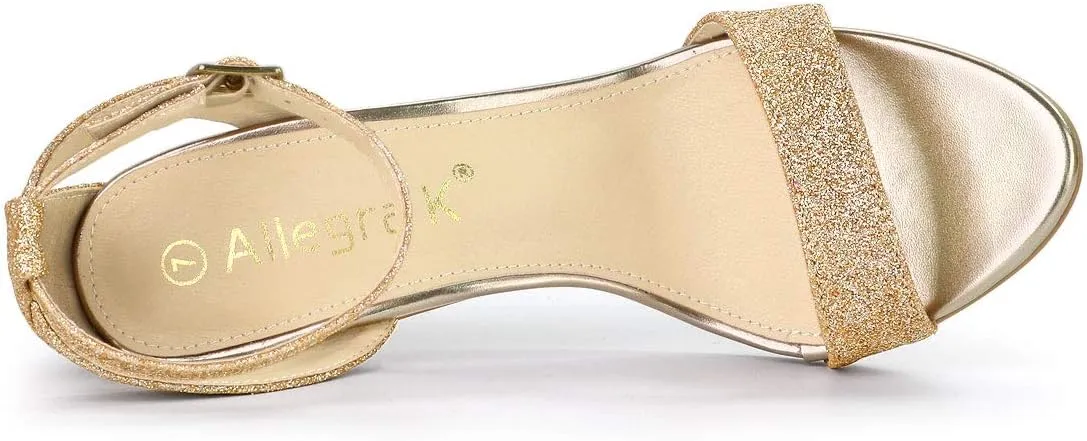 Allegra K Women's Glitter Ankle Strap Stiletto High Heel Sandals