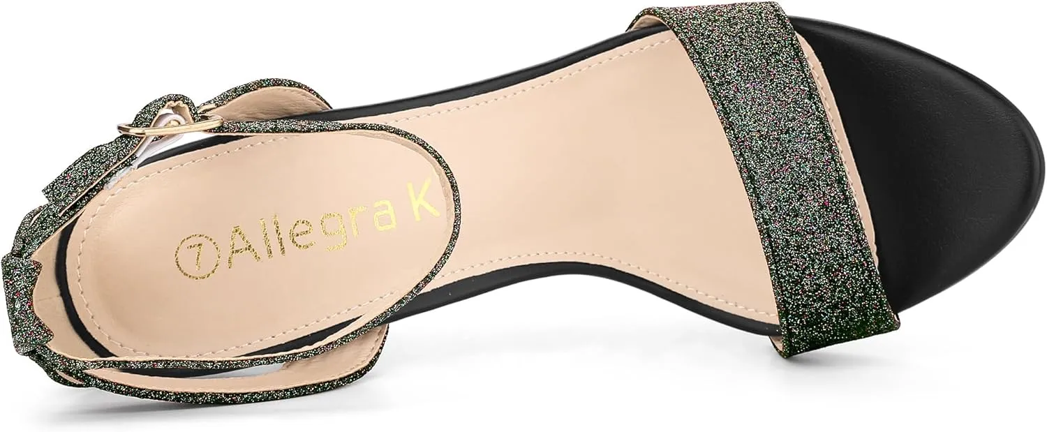 Allegra K Women's Glitter Ankle Strap Stiletto High Heel Sandals