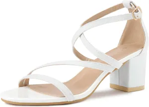 Allegra K Women's Glitter Crisscross Strap Chunky Heels Sandals