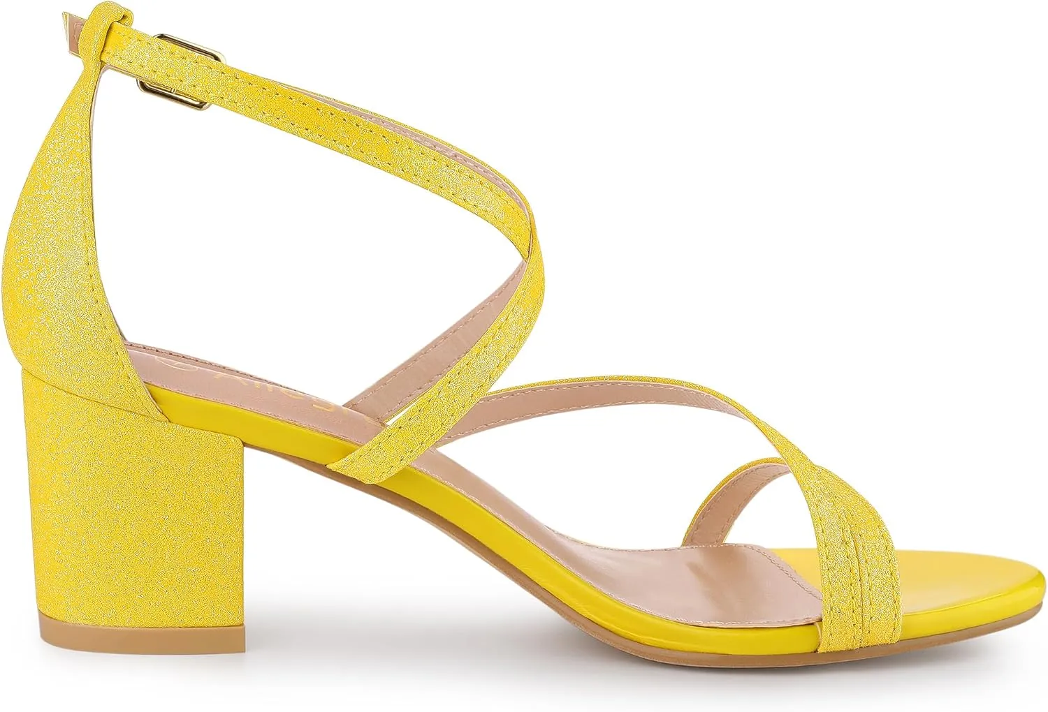 Allegra K Women's Glitter Crisscross Strap Chunky Heels Sandals