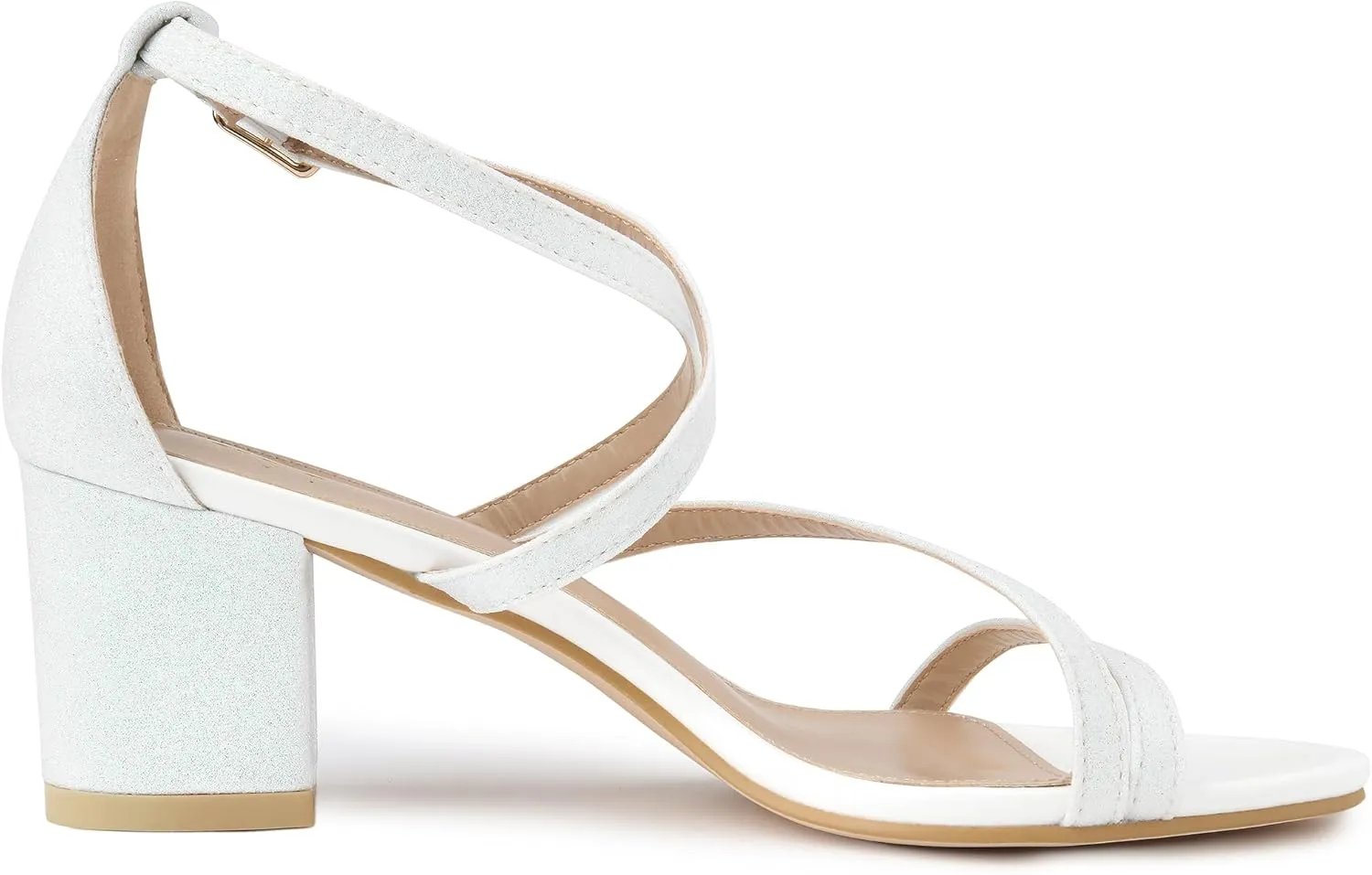 Allegra K Women's Glitter Crisscross Strap Chunky Heels Sandals