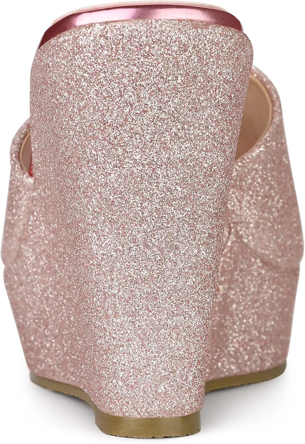 Allegra K Women's Glitter Platform Slip on Wedge Heels Sandals